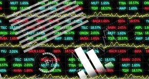 Animation of stock market and statistical data processing against black background. Global economy and business technology concept - Powered by Shutterstock - Get 15% off with code: PIKWIZARD15