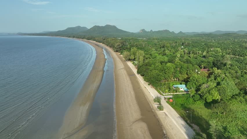 Beatiful beach and coastline in Sawi district, Chomporn province in Thailand
