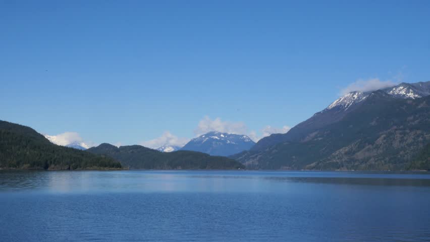 Harrison Lake near Harrison Hot Springs during a winter season in the Fraser Valley of British Columbia, Canada