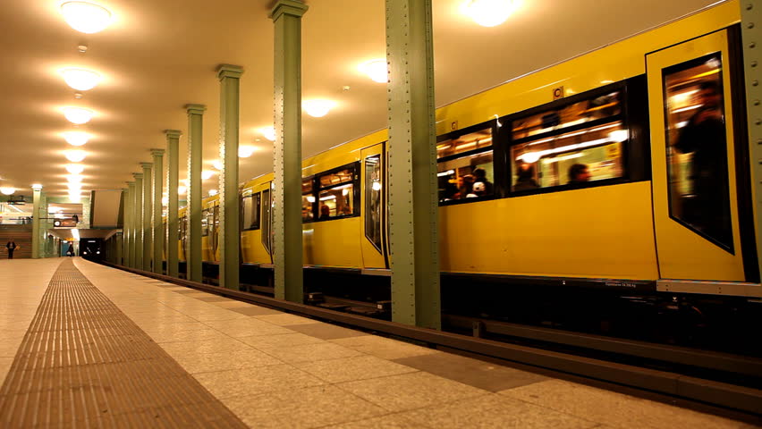 Train is arriving in subway station Berlin Alexanderplatz / HD1080 / 29.97fps