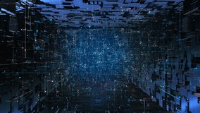 Abstract Digital Data Cube Network Space futuristic environment data cubes circuit lines immersive digital city, AI big data visuals, technology backgrounds, cybersecurity , innovation presentations. - Powered by Shutterstock - Get 15% off with code: PIKWIZARD15