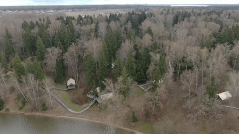 Top Down Drone View Forest Glamping