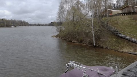 Low Drone Flight along Forest Riverbank