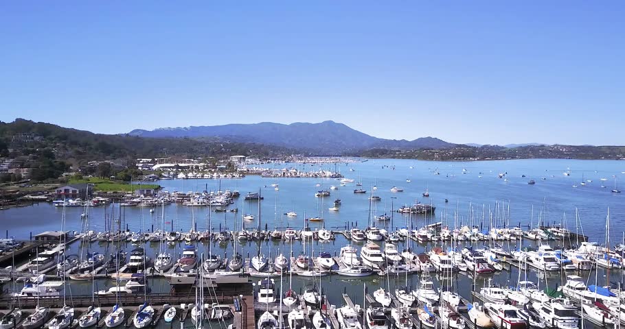 Aerial Footage of the Beautiful Sausalito City of San Francisco Bay Area California USA