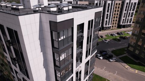 Drone Circling Building Descending