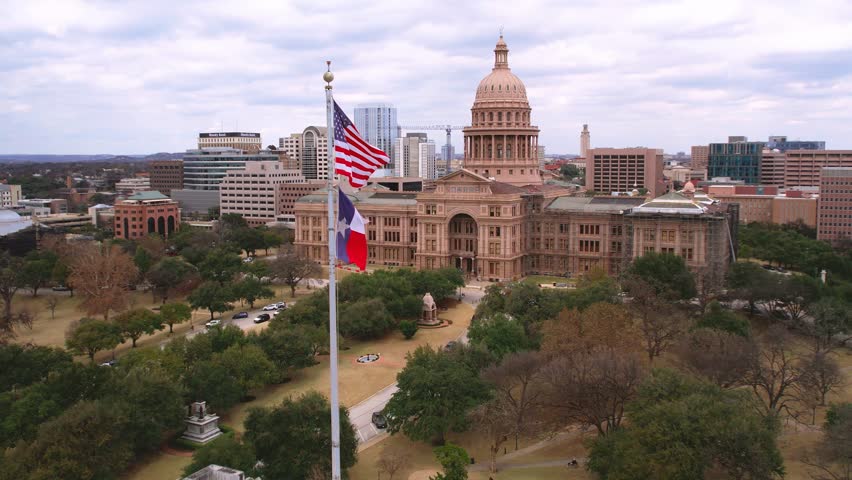 Texas State Capitol Building Flags Into 4k 60fps