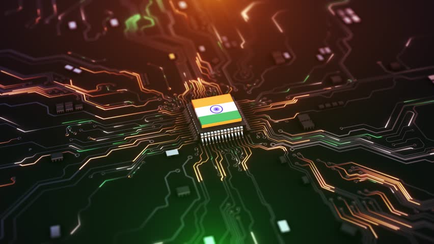 Indian Flag Combined Futuristic Glowing Circuit Board , Digital Innovation, Artificial Intelligence. India Technology Map, Cyber Defense, Data Encryption, Network Safety, Secure , IT Infrastructure 4K