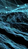 Vertical video: Fiery cloud entering right, expanding, splitting, crossing teal mesh, showing flow. Abstract, glow, dots, sparks, filaments, lattice, vertical video - Powered by Shutterstock - Get 15% off with code: PIKWIZARD15