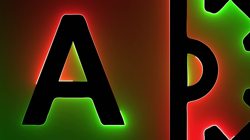 Glowing Software Development API icon with Gear Mechanism saber effect animation with black background. 4K video