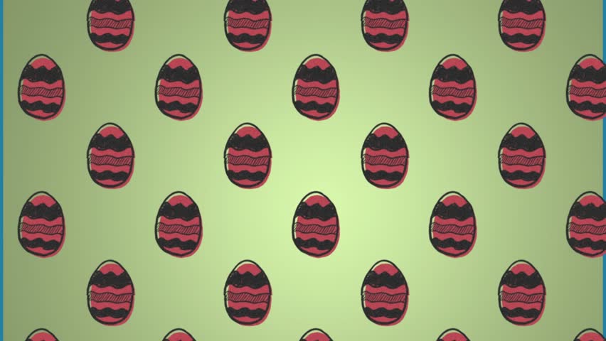 Animation of easter eggs on green background. Easter, tradition and celebration concept digitally generated video.