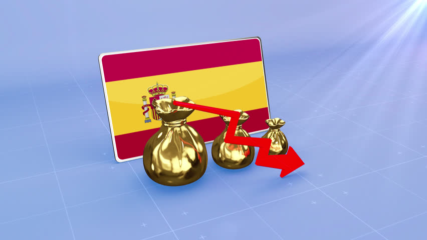 Spain Economy Crisis and Reserve Decline Red Arrow Financial Data Graph