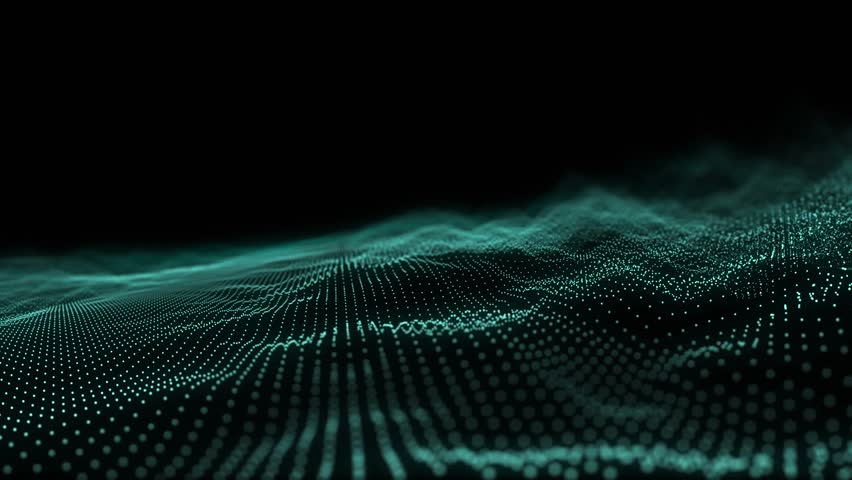 Animation of undulating contour landscape of blue dots on black background. nature, change, movement and energy concept digitally generated video.