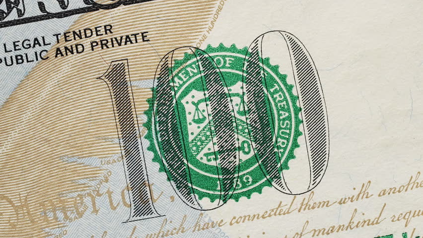 Timelapse macro shots dollar euro banknotes parts. Detailed currency security elements serial numbers signatures. Global economy financial stability concept. Banking cash money professional stock footage