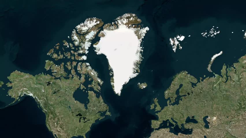 Greenland National Border and Zoomed World Map Background. Diplomatic International Relations Map Animation 4K