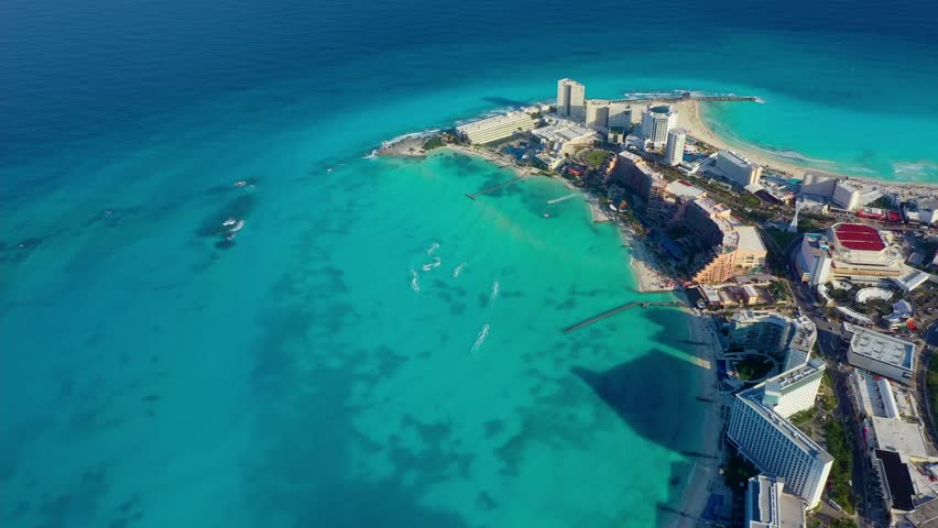 Beautiful Aerial View of the Coast Punta Norte Cancun, Mexico