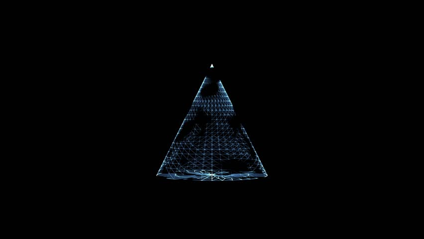 a 3D digital illustration of a grid-based cone structure, often used to represent concepts in technology, science, or geometric design. 4k animation videos 