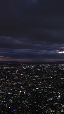 Bogota Colombia city skyline viewpoint at night timelapse Monserrate mountain