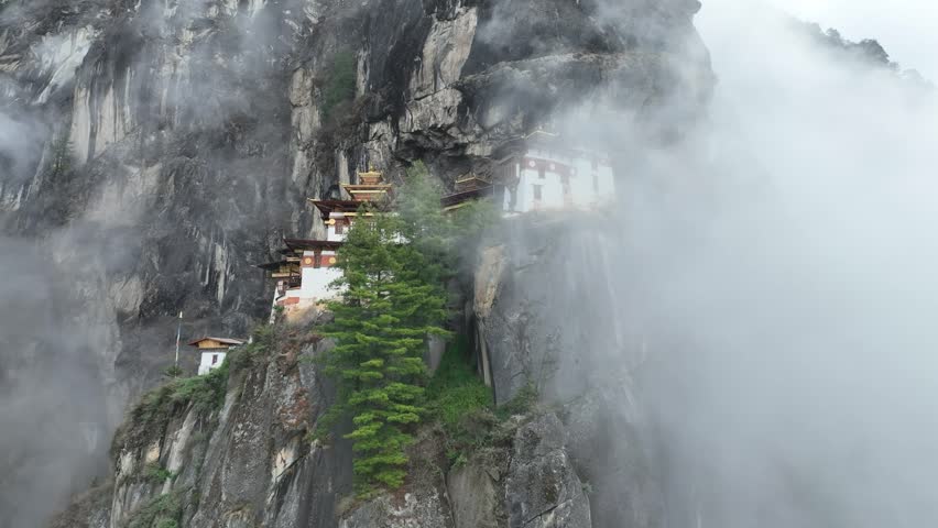 Aerial view of Tiger's Nest Monastery, Bhutan.