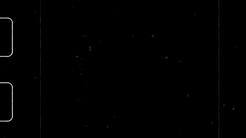 Super 8mm film camera frame alpha channel on Transparent Background with black vintage border left sprocket holes dust particles grain scratches and vertical film line overlay