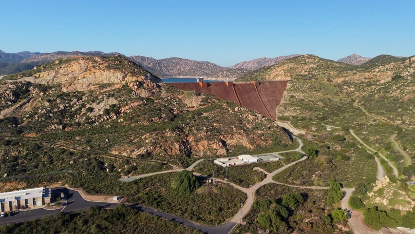 Aerial view of the Dam in Lakeside, United States.