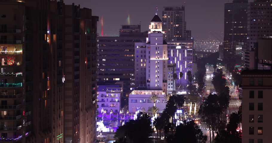 Aerial view of the downtown skyline cityscape of Long Beach, California, USA.