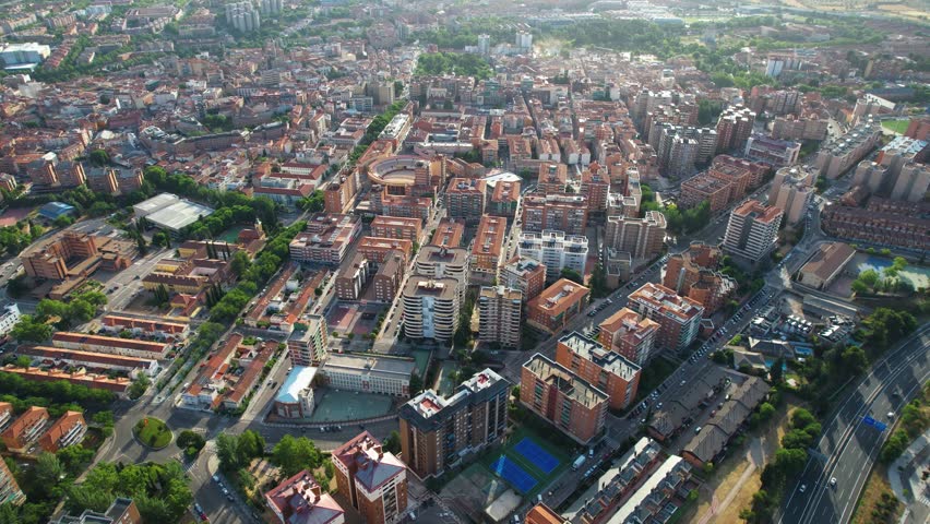A panoramic aerial view around the old town of the city Guadalajara in Spain on a sunny summer morning