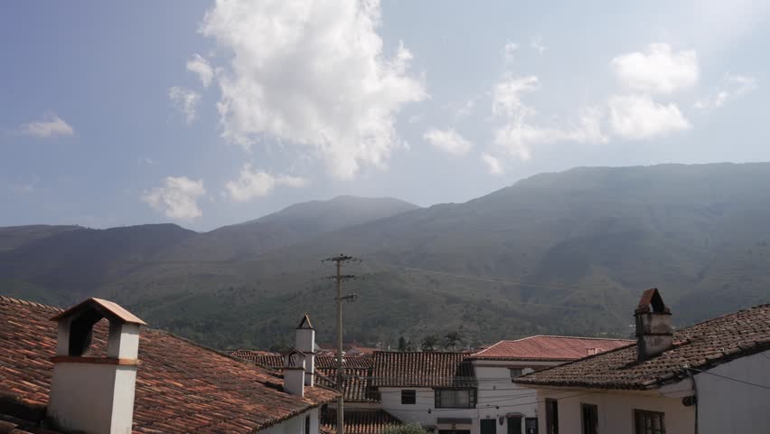 Colonial town Villa de Leyva Colombia nestled in a mountainous landscape