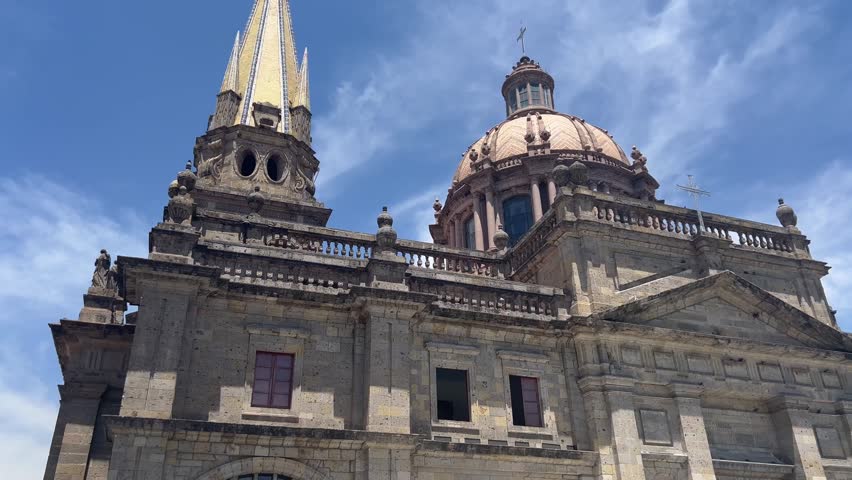 Guadalajara Cathedral with a blue sky in the background. Jalisco, Mexico