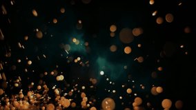 Spark entering left starting orbs gliding toward lens flickering and zipping forming teal backdrop. Bokeh, glow, particles, nebula, aurora, night, abstract - Powered by Shutterstock - Get 15% off with code: PIKWIZARD15