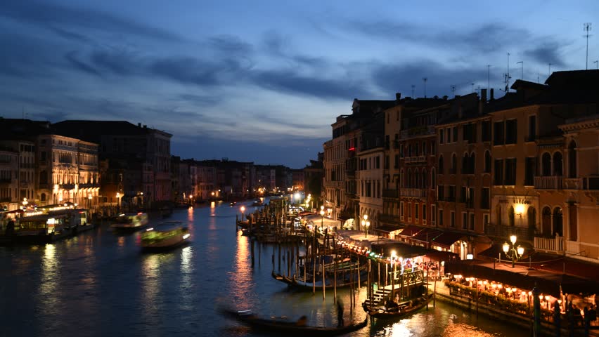 Sunset time lapse of Venice canals in Italy