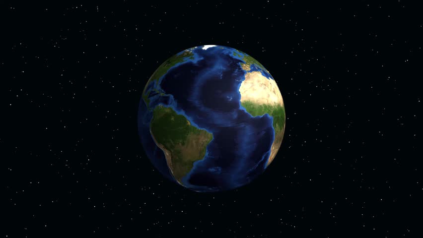 Digital globe rotates and zooms into South America, pinpointing Barranquilla, Colombia with geographic coordinates