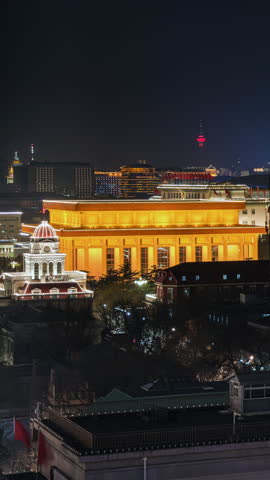 Night view of the Great Hall of the People in Beijing, China