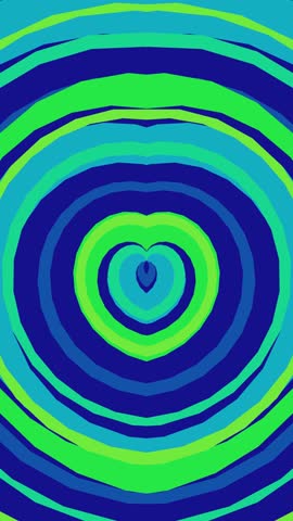 Vibrant Heart Shaped Concentric Circles Animation.