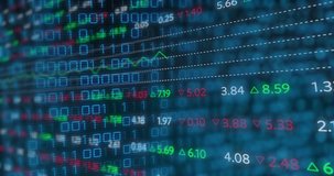 Animation of financial data over binary code on black background. business, finance, technology and digital interface concept digitally generated video. - Powered by Shutterstock - Get 15% off with code: PIKWIZARD15