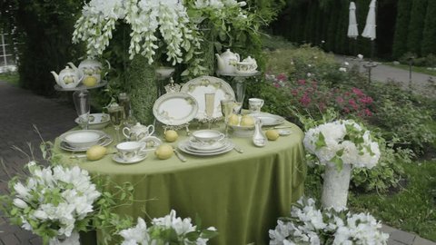 Aerial Circle around Lemon Themed Table Setup