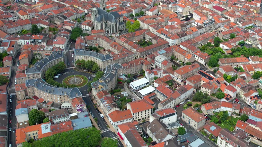 Aerial panorama view of the city Toul in France on a sunny noon in late spring