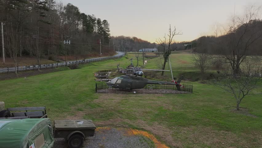 Old military aircraft at Veterans park and museum in Murphy North Carolina