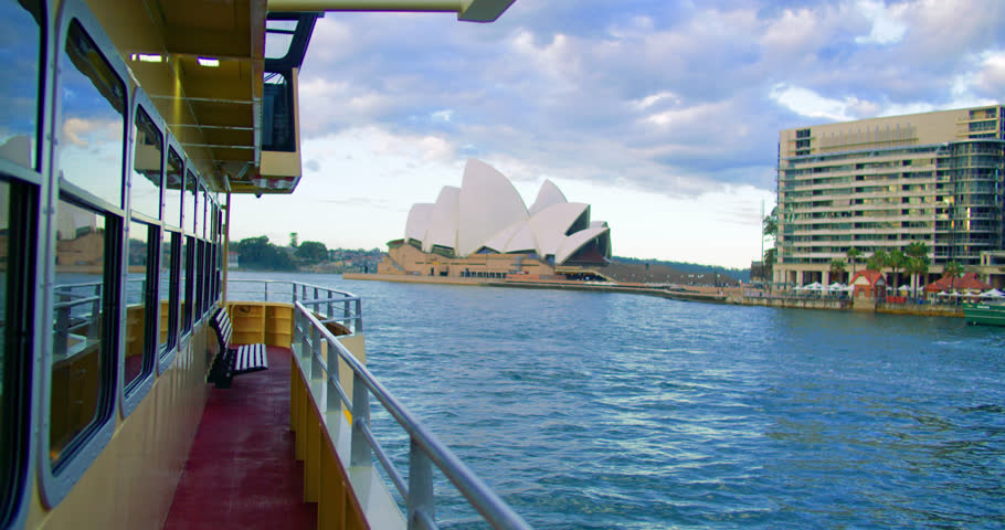 Sightseeing Cruise On Sydney Harbour With View Of Majestic Sydney Opera House In New South Wales, Australia. wide, POV