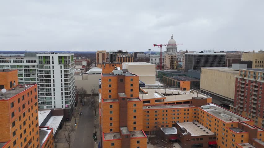 Apartment buildings at Madison Wisconsin aerial view 3