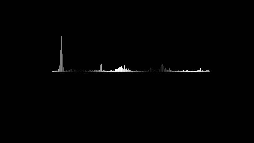 audio bar, spectrum form white video footage of audio visualizer on black background, Abstract music waves oscillation, Futuristic sound wave visualization, wave form Audio 4k video..