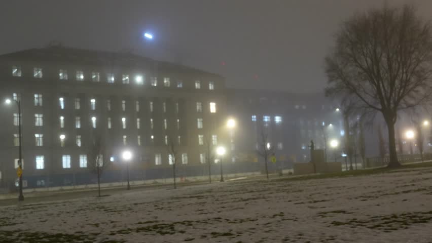 Foggy night at Saint Paul Minnesota streets