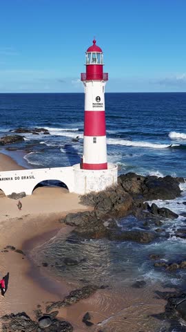 Salvador Skyline In Salvador In Bahia Brazil. Beach Landscape. Itapua Lighthouse. Tropical Skyline. Salvador Skyline In Bahia Brazil. Nature Scenery. Paradisiac Seascape. Brazil Northeast.