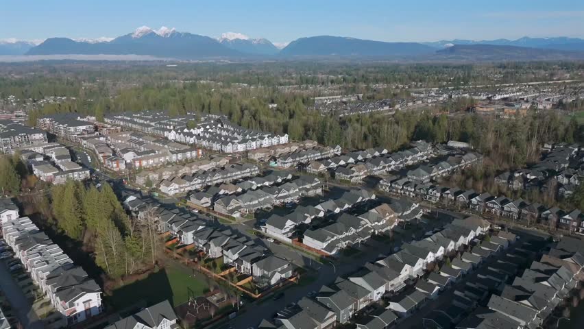 Aerial View Of A Residential Area In Langley, British Columbia, Canada.