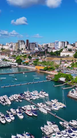 Salvador Skyline At Salvador In Bahia Brazil. Urban Beach. Bay Water Scenery. Downtown City. Salvador Skyline In Bahia Brazil. Peaceful Landscape. All Saints Bay.
