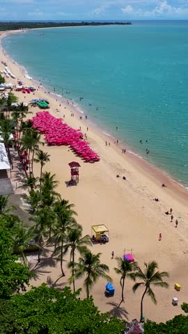 Porto Seguro Skyline At Porto Seguro In Bahia Brazil. Beach Landscape. Beautiful Coastline. Travel Destination. Porto Seguro Skyline In Porto Seguro In Bahia Brazil. Brazil Northeast Skyline.