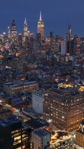 Night Skyline Of New York Skyline At Manhattan In New York United States. Night City Landscape. Financial District. New York Skyline At New York United States. Highrise Buildings Scenery.