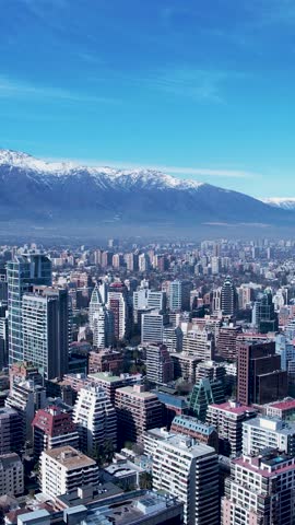 Santiago Chile. Cityscape of main city Santiago Chile in metropolitan region. Urban city life scenery with towers offices buildings and skyscrapers. Downtown Santiago Chile.