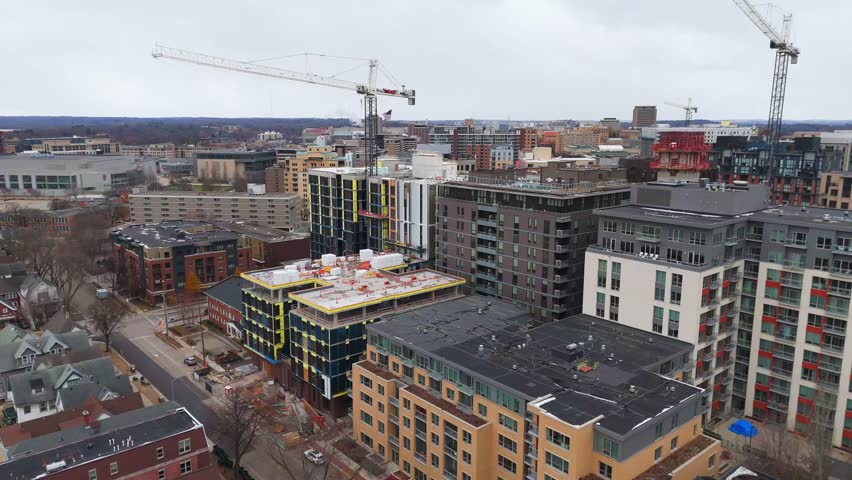 Apartment buildings at Madison Wisconsin aerial view