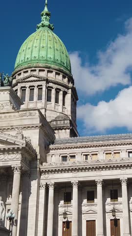 Congressional Building Dome Statues and details in Buenos Aires Argentina national flag building, Vertical shot mobile view