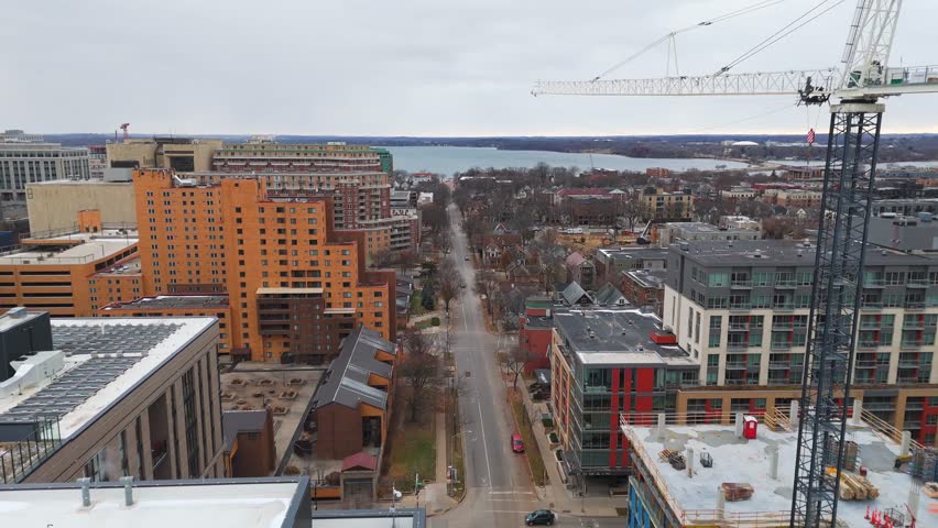 Apartment buildings at Madison Wisconsin aerial view 4